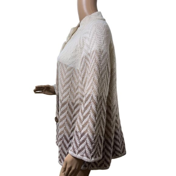 JM Collection Gray Brown Chevron Button Open Front Cardigan Sz 2X Work Academia - Picture 10 of 12